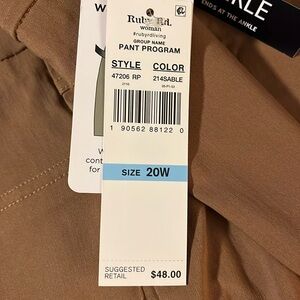Ruby Road, pull on ankle pants, size 20. NWT
